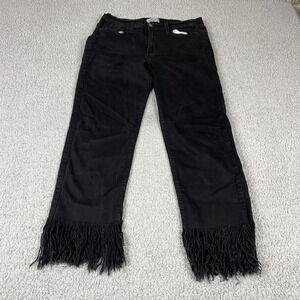 Judy Blue Jeans Womens 30 Black Cropped Fit Fray Low Rise Denim Stretch 30x25